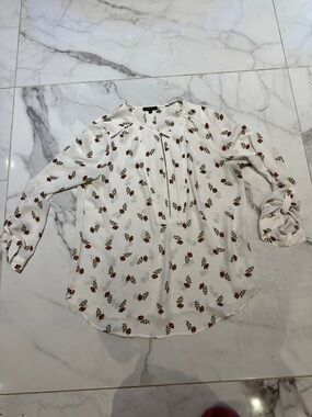 Dynamite Cream Blouse with Rust Floral Print